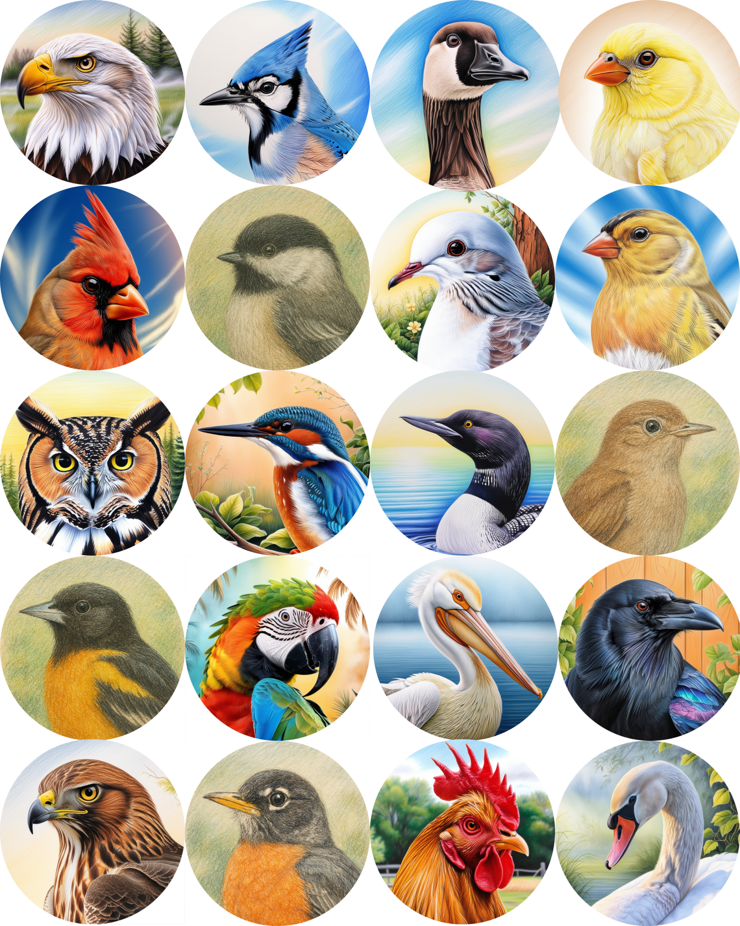 Bird Head Button Magnets