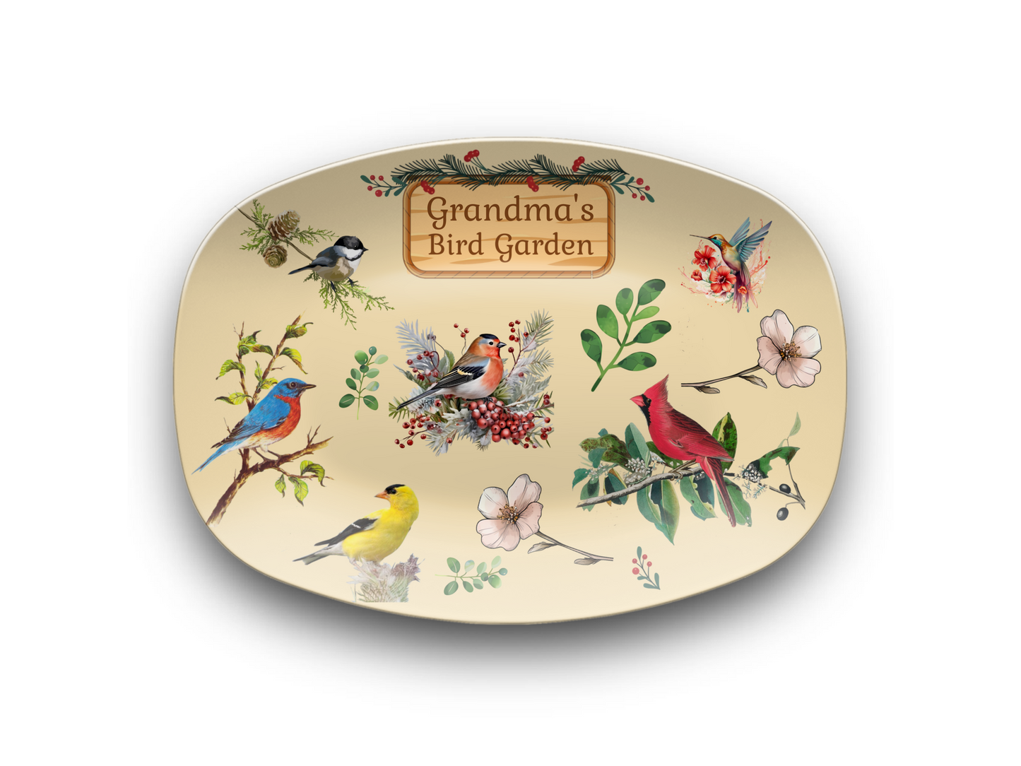 Personalized Grandma's Bird Garden Platter