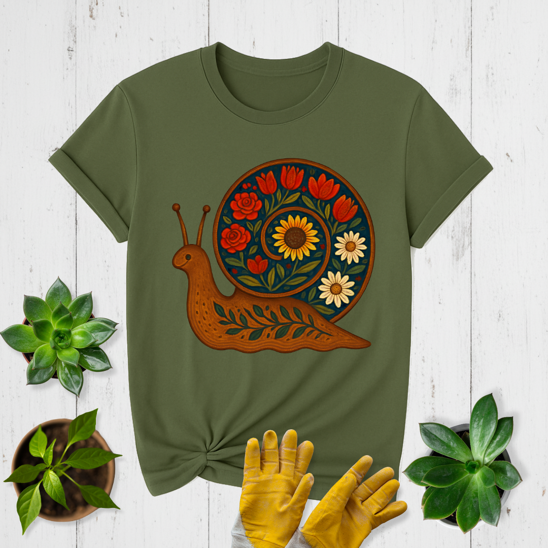 Folk Snail Garden T-shirt