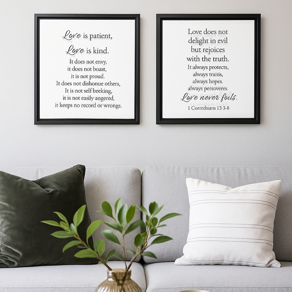 Love Is Patient Framed Wall Canvas Pair