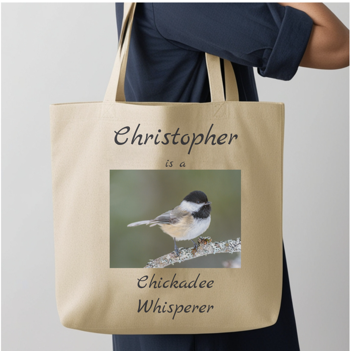 Personalized Chickadee Whisperer Tote
