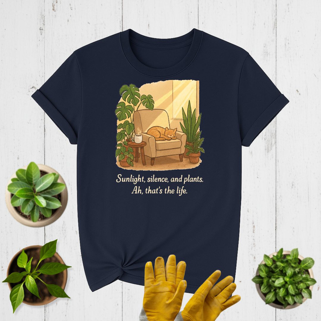 Plant Mom - Sunlight, silence, and plants T-shirt