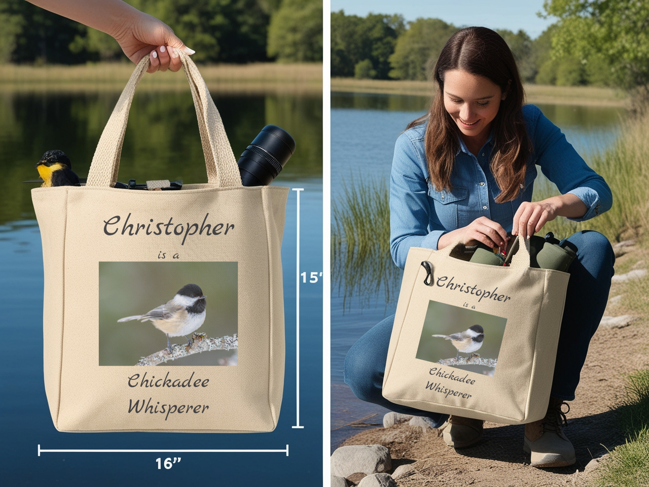 Personalized Chickadee Whisperer Tote