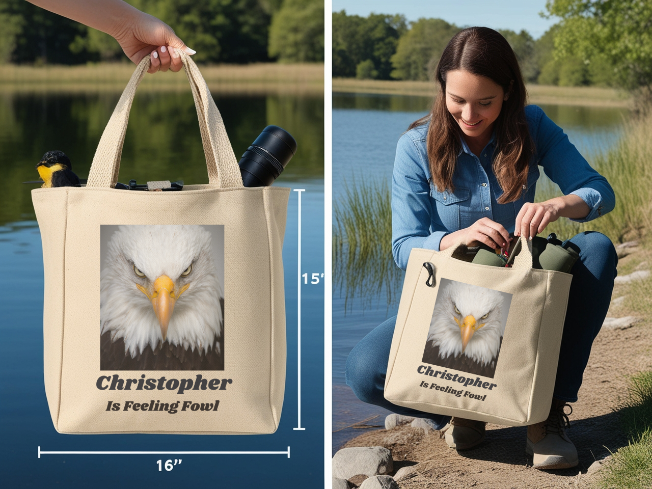 Personalized Eagle Feeling Fowl Tote