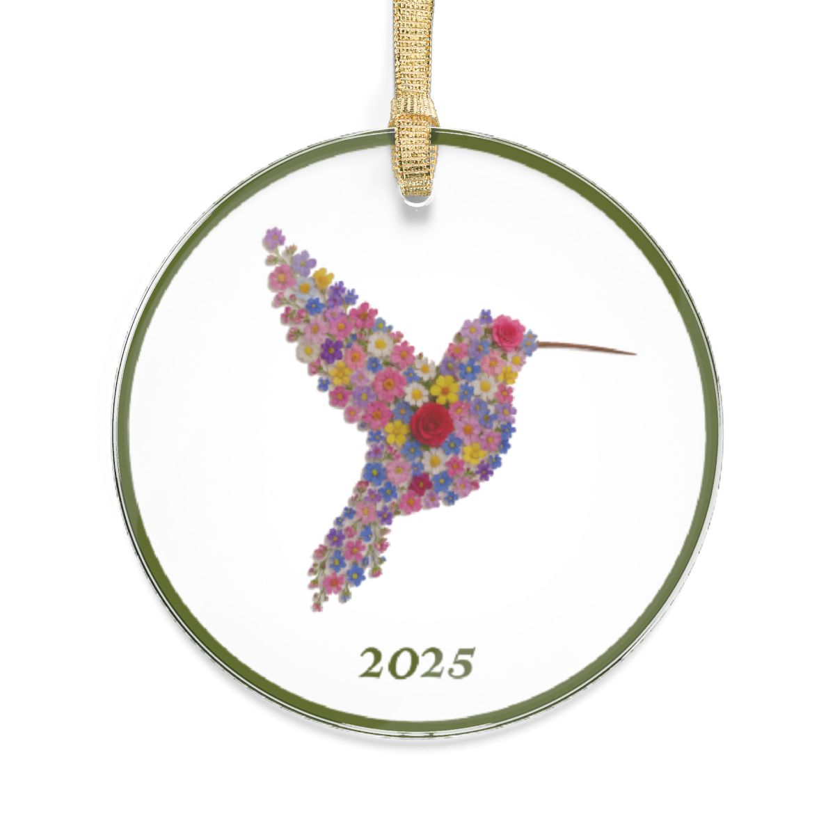 Acrylic Hummingbird Made of Small Flowers