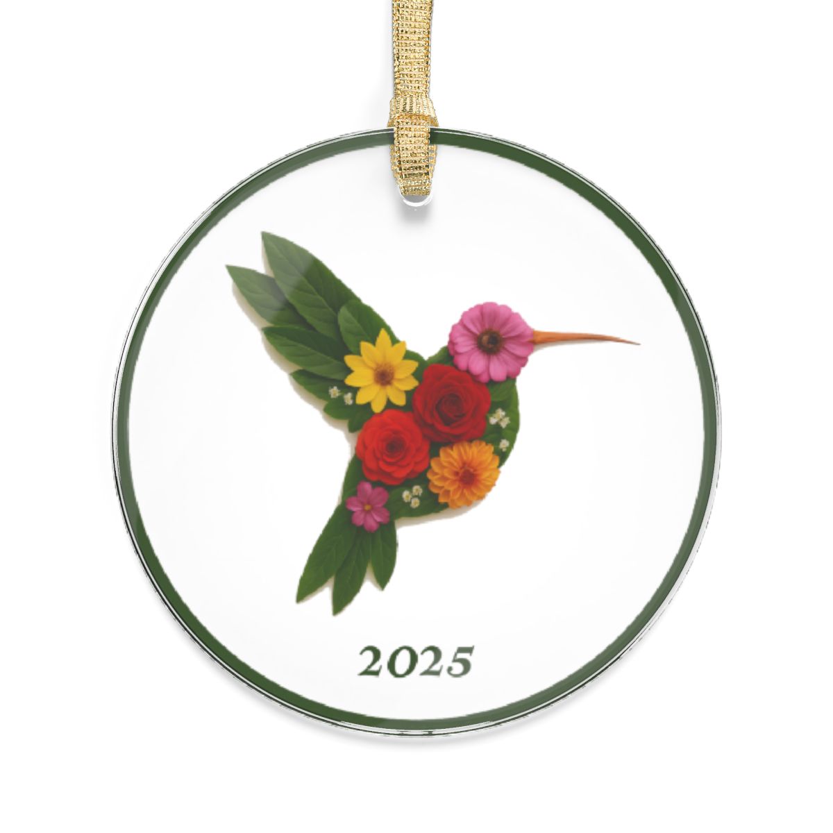 Acrylic Hummingbird Made of Realistic Flowers