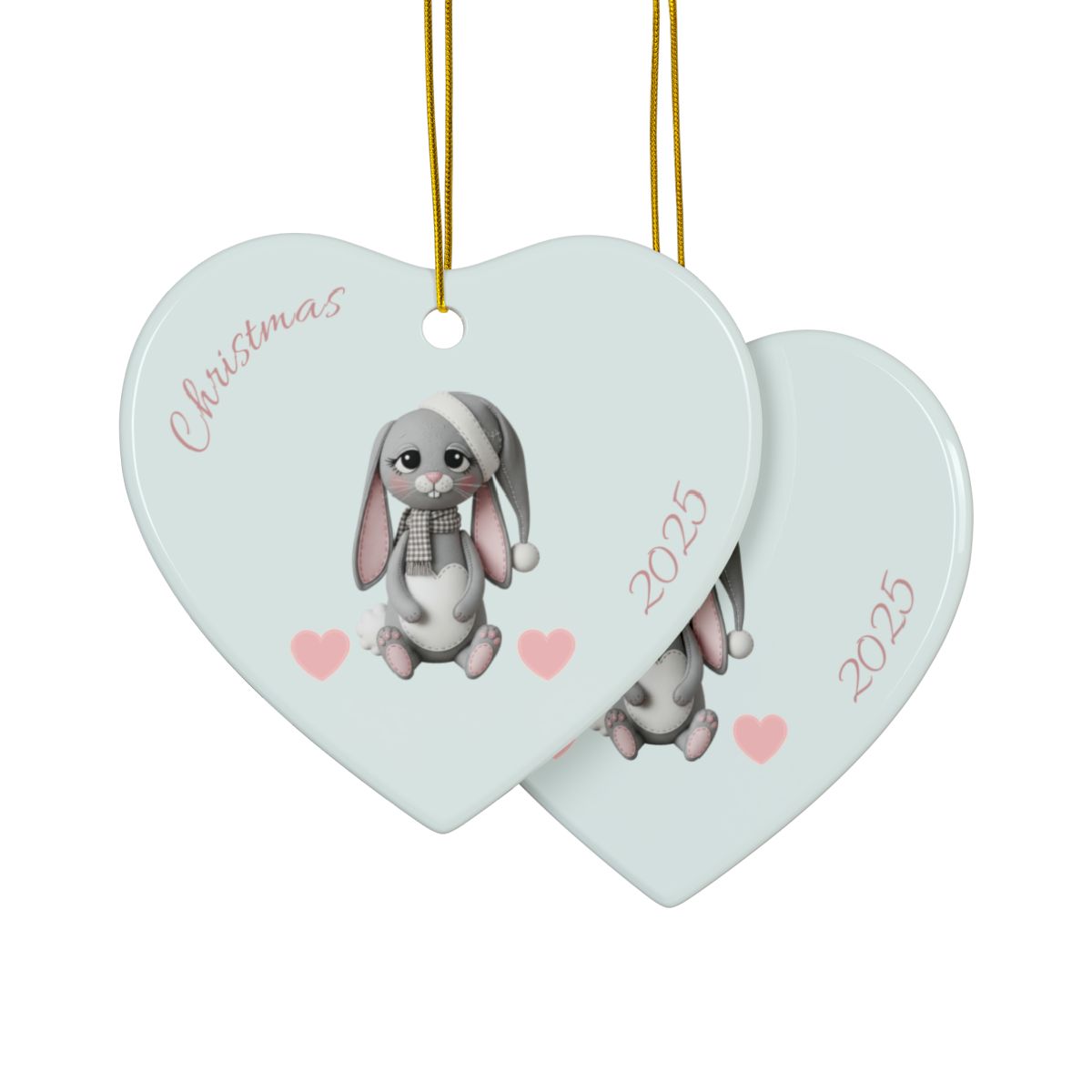 Personalized Folk Bunny Heart Ornament