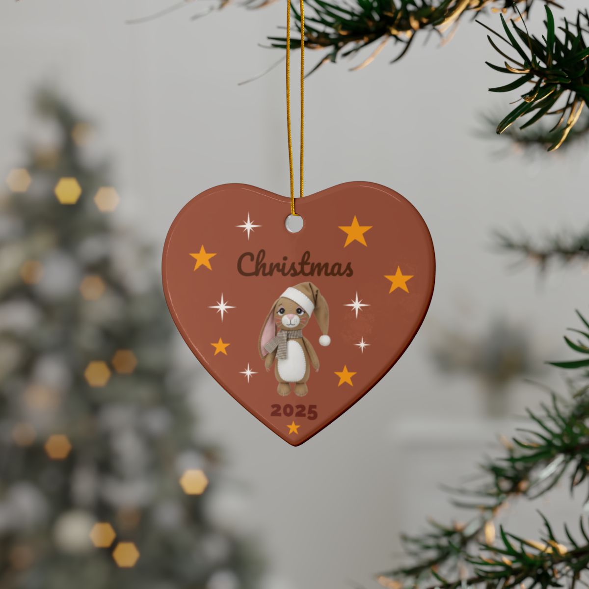 Personalized Folk Bunny Heart Ornament
