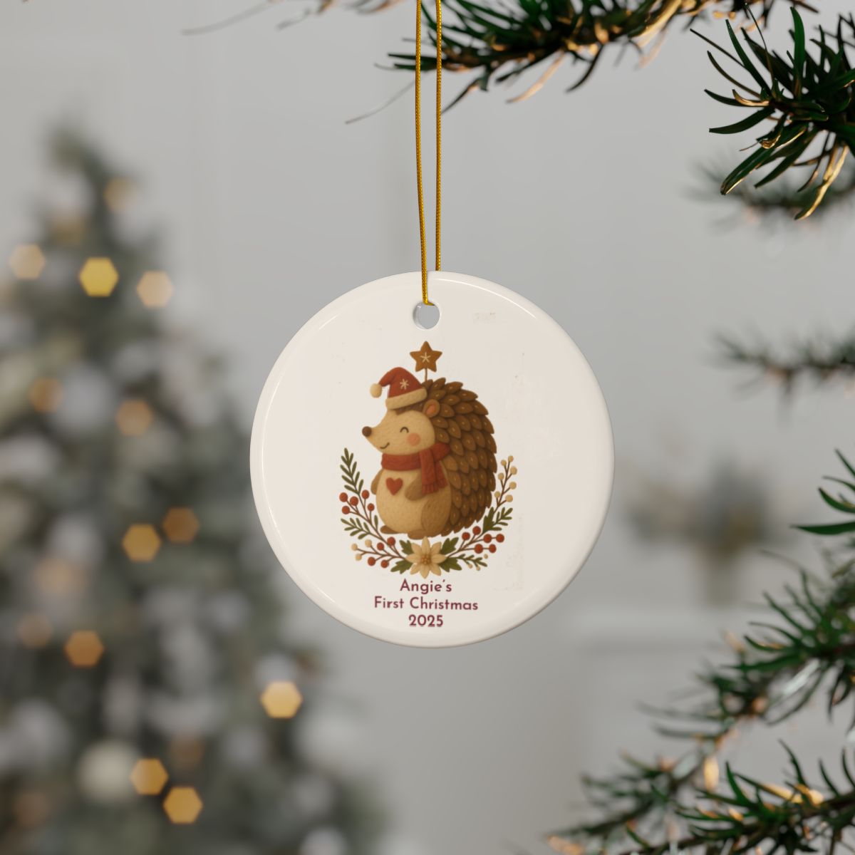 Personalized Folk Hedgehog - First Christmas