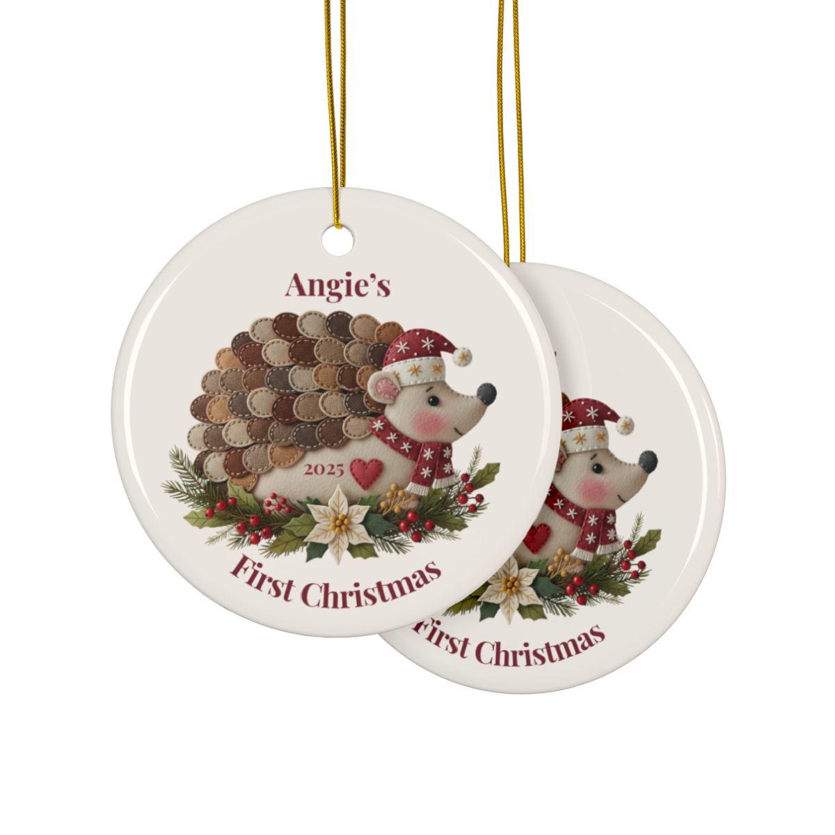 Personalized Folk Hedgehog - First Christmas