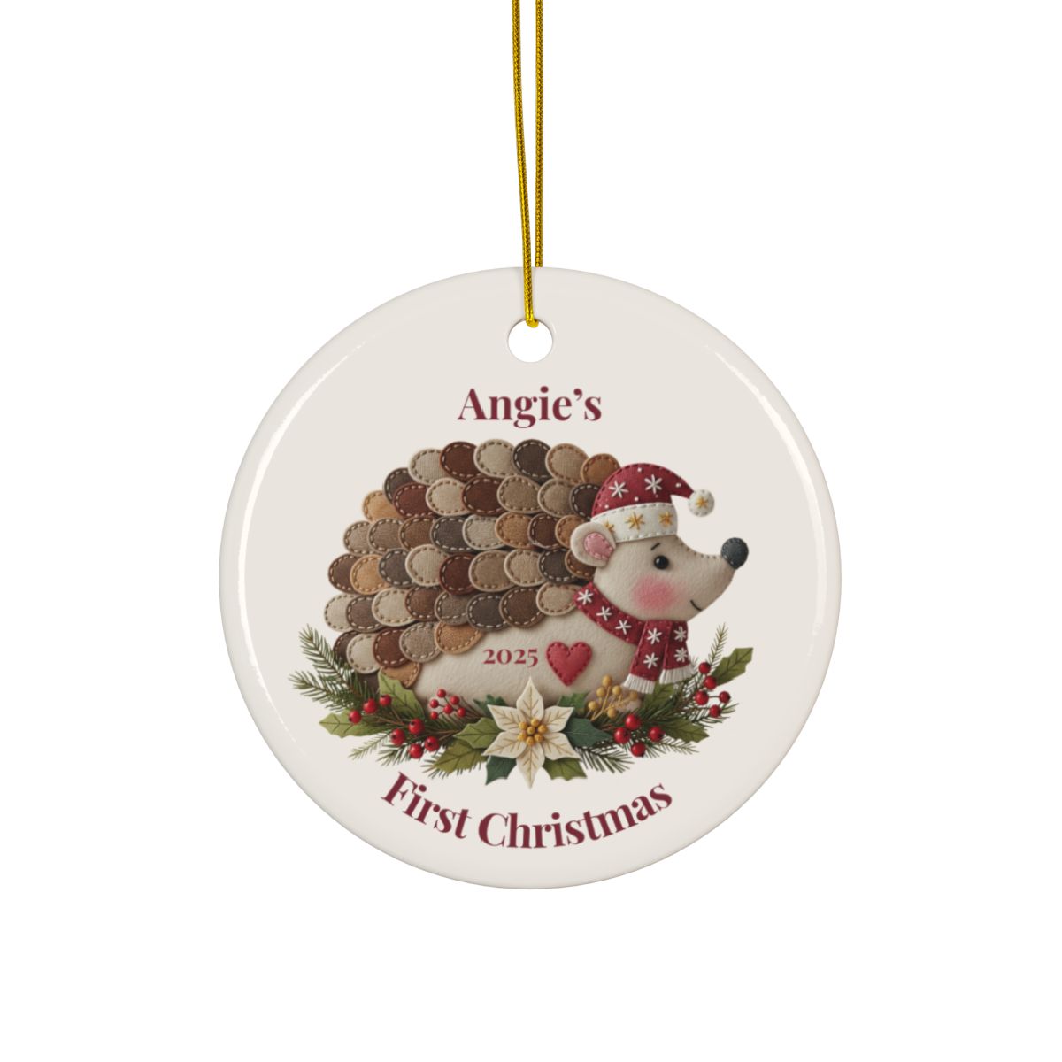 Personalized Folk Hedgehog - First Christmas