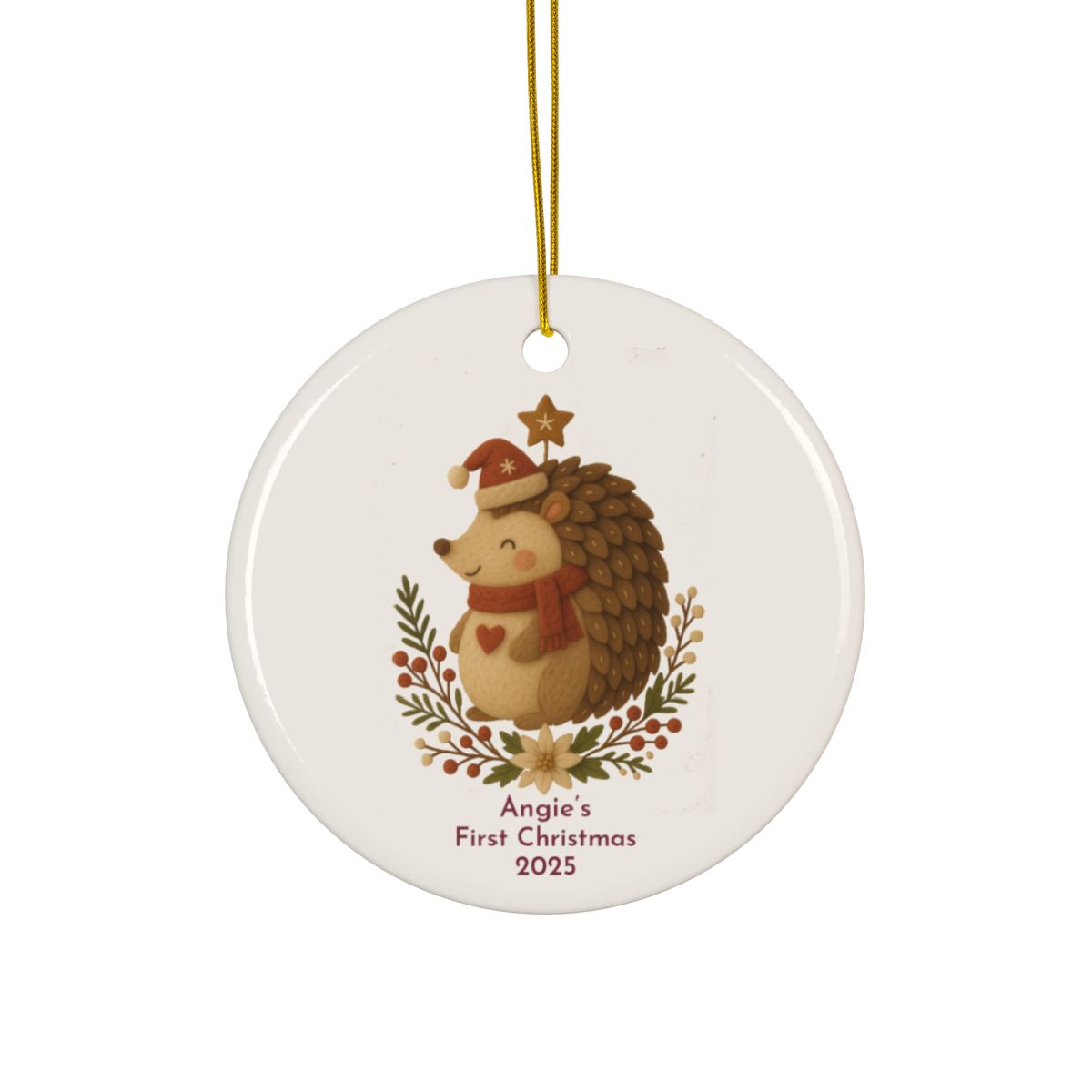 Personalized Folk Hedgehog - First Christmas