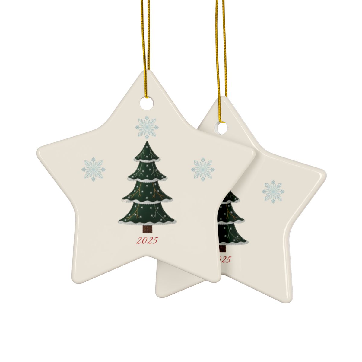 Personalized Folk Christmas Tree Star Ornament