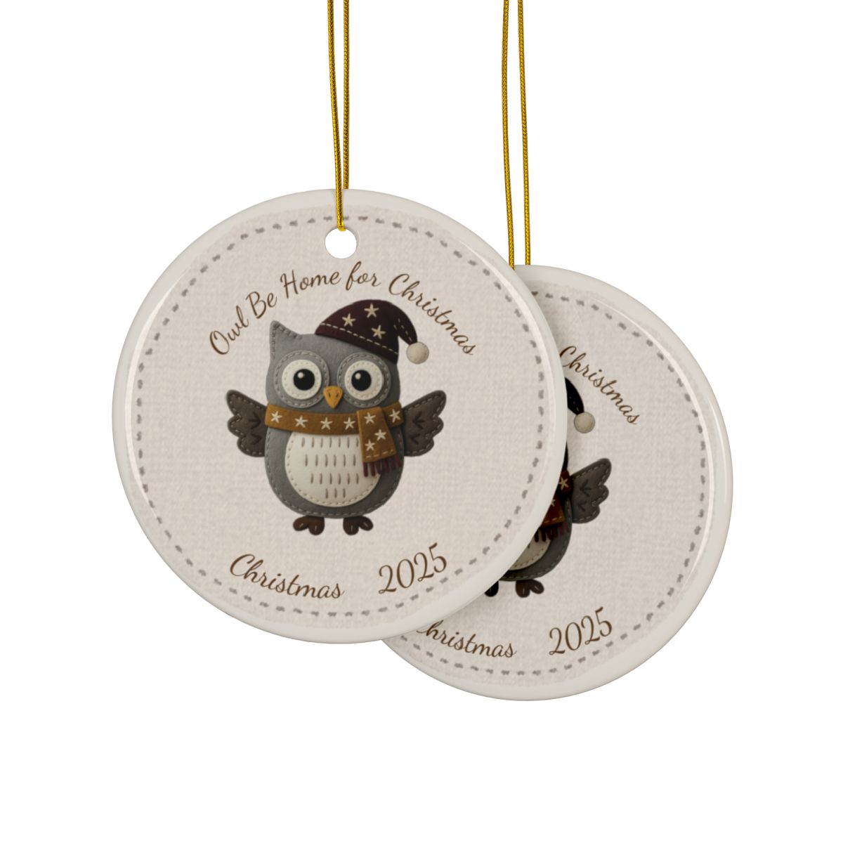 Personalized Folk Owl Christmas Ornament