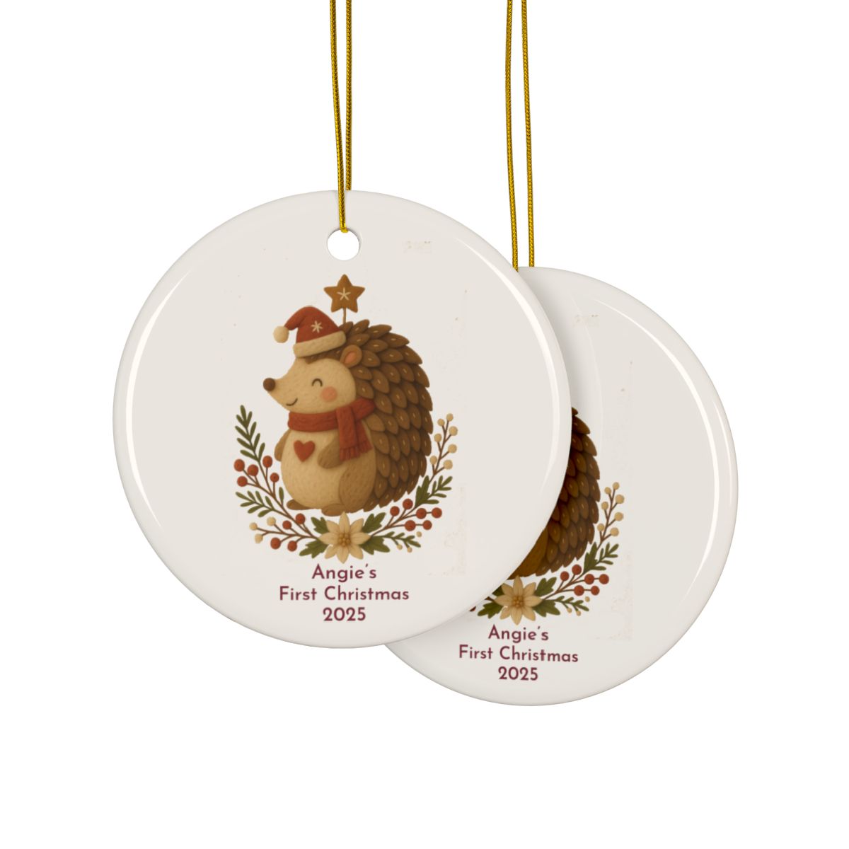 Personalized Folk Hedgehog - First Christmas