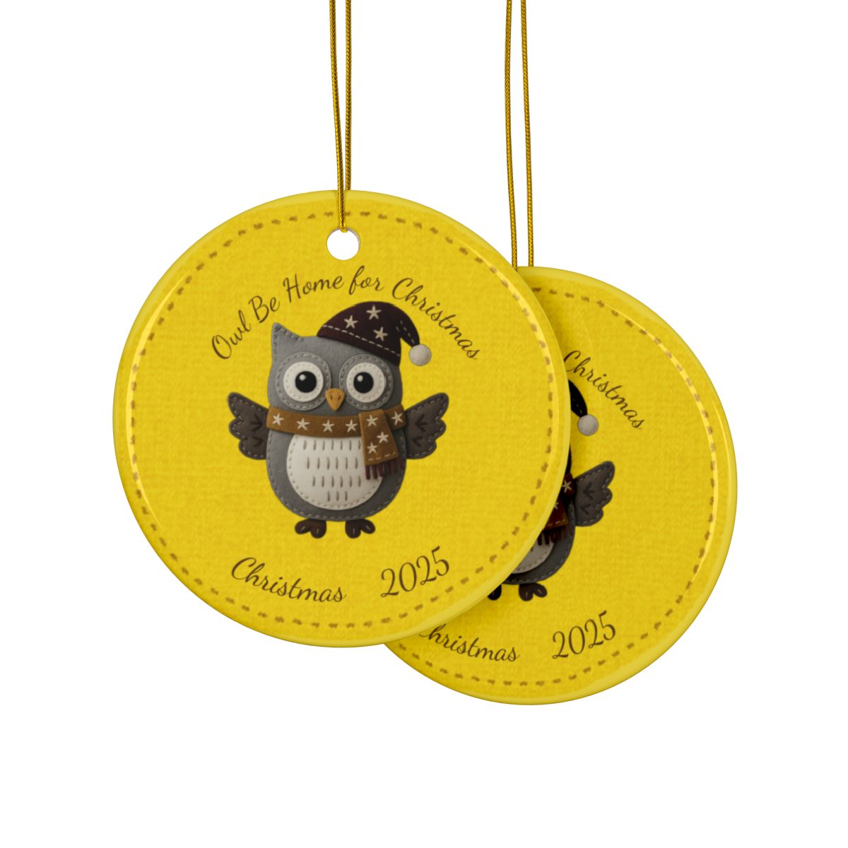 Personalized Folk Owl Christmas Ornament