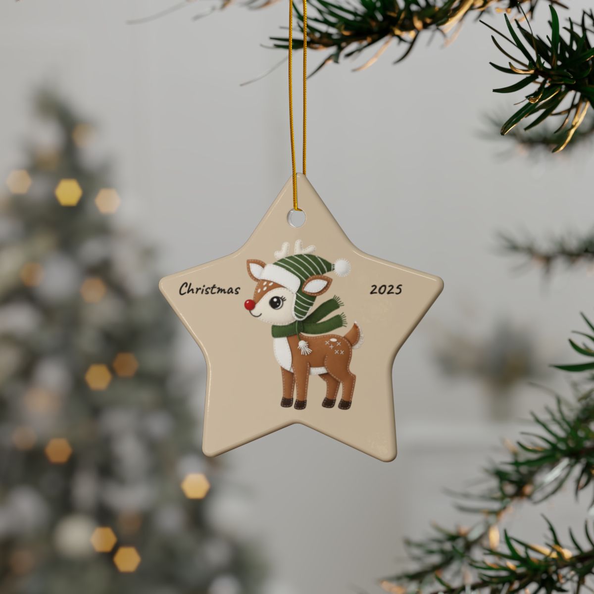 Personalized Folk Reindeer Ornament