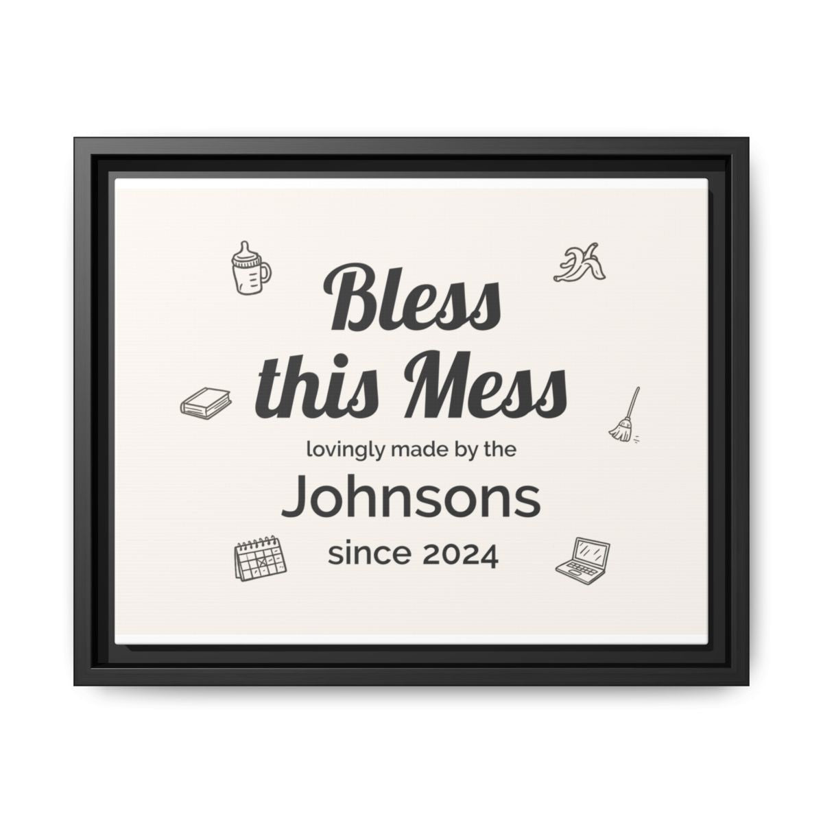 Bless this Mess Personalized Wall Canvas