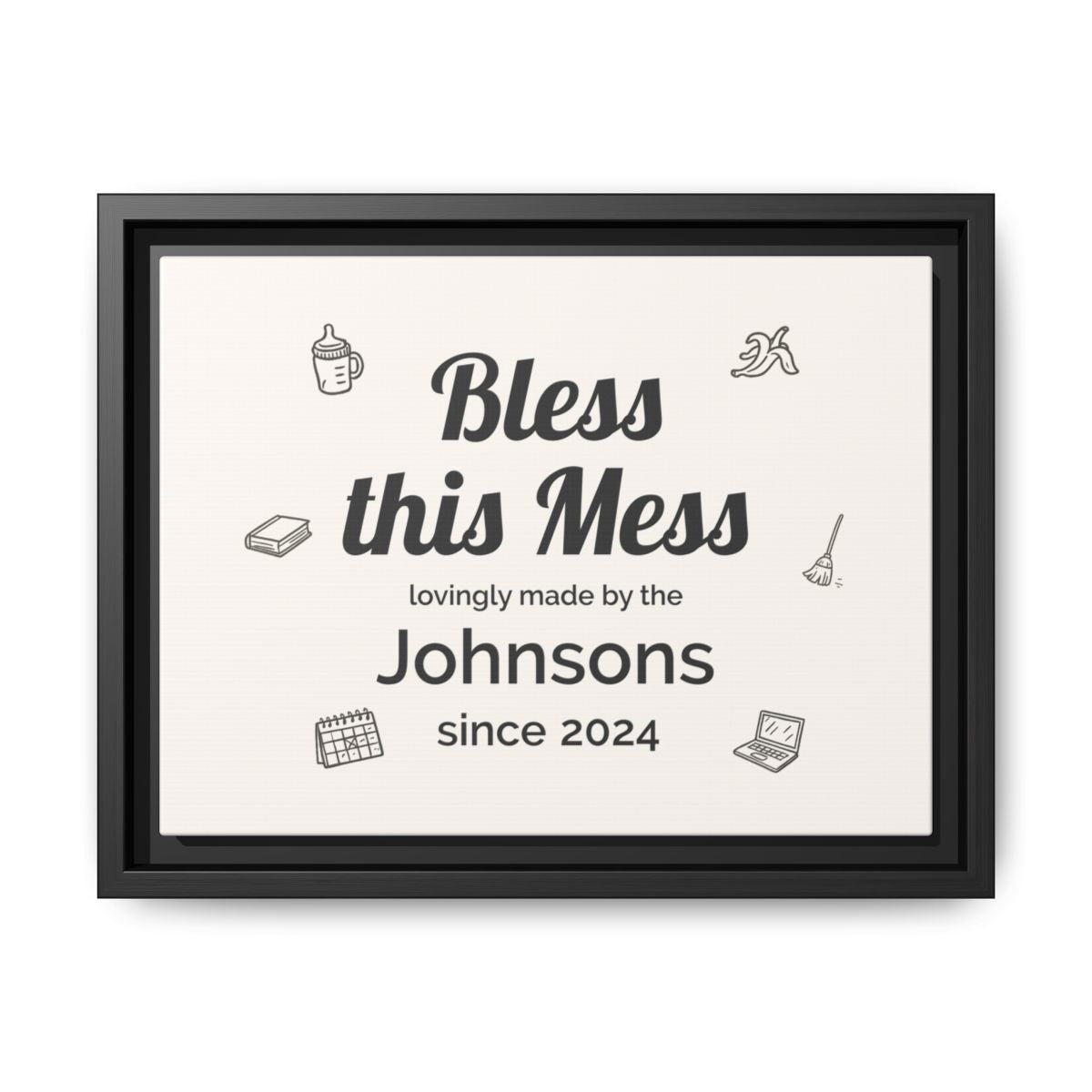 Bless this Mess Personalized Wall Canvas