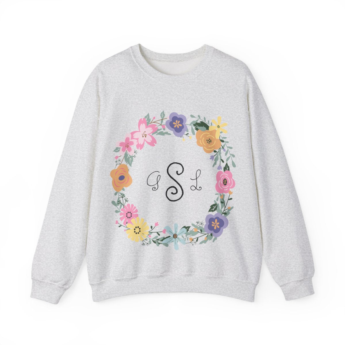 Initials inside a Floral Wreath