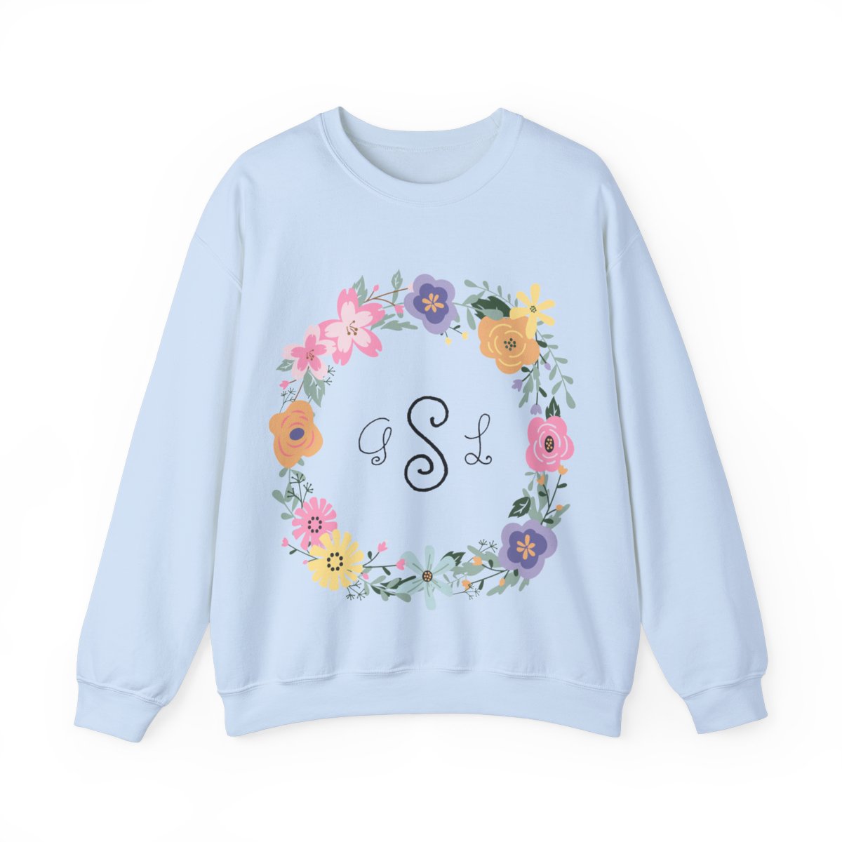 Initials inside a Floral Wreath