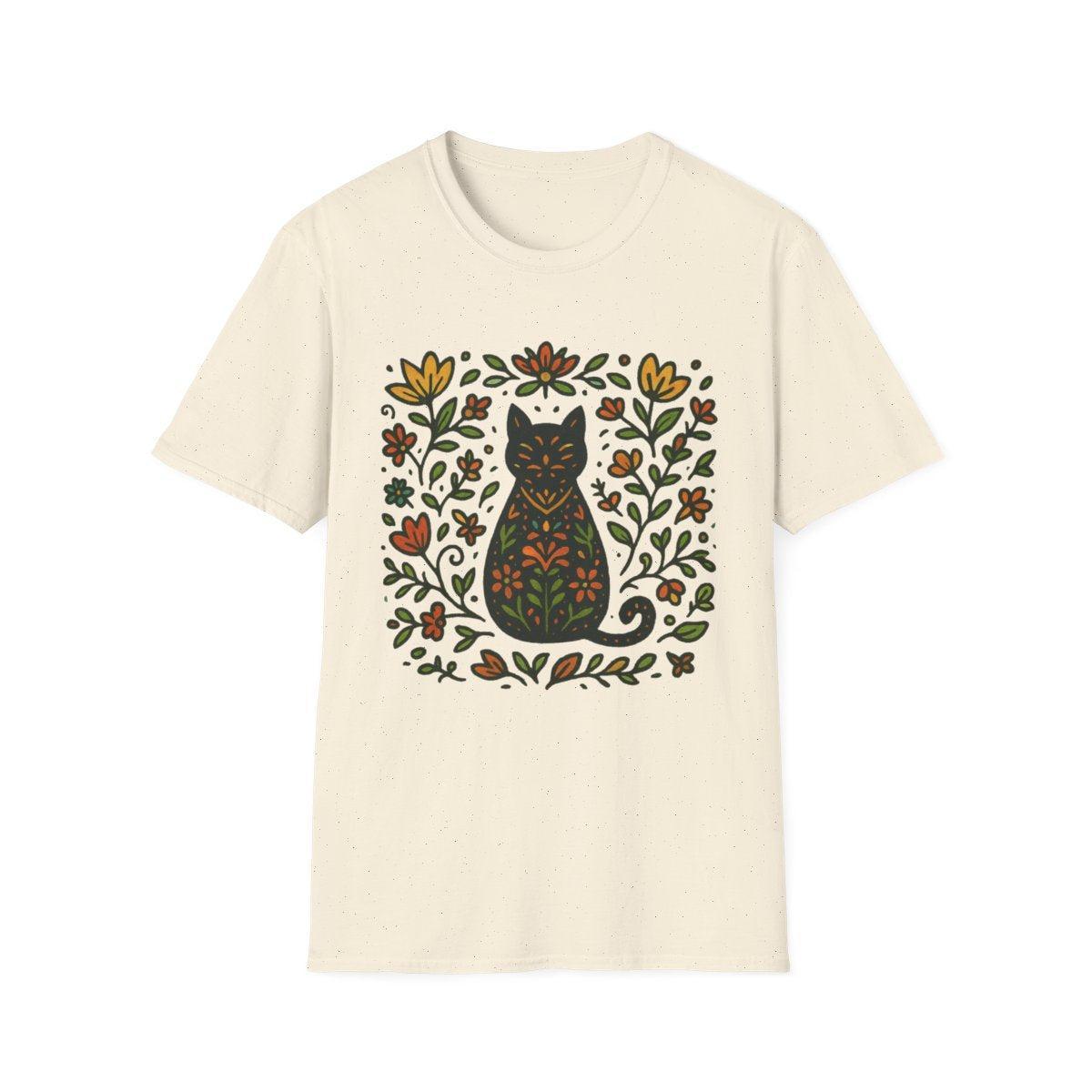 Folk Cat in Garden T-shirt