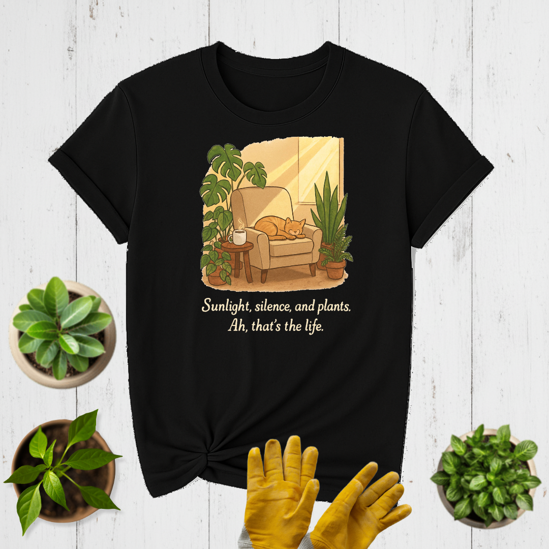 Plant Mom - Sunlight, silence, and plants T-shirt