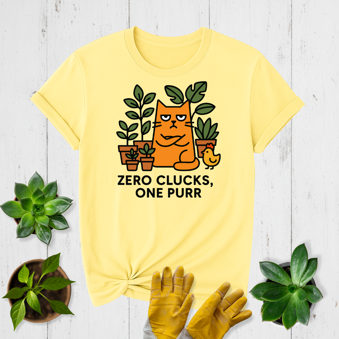 Sir Sproutsalot "Zero Clucks One Purr" T-shirt