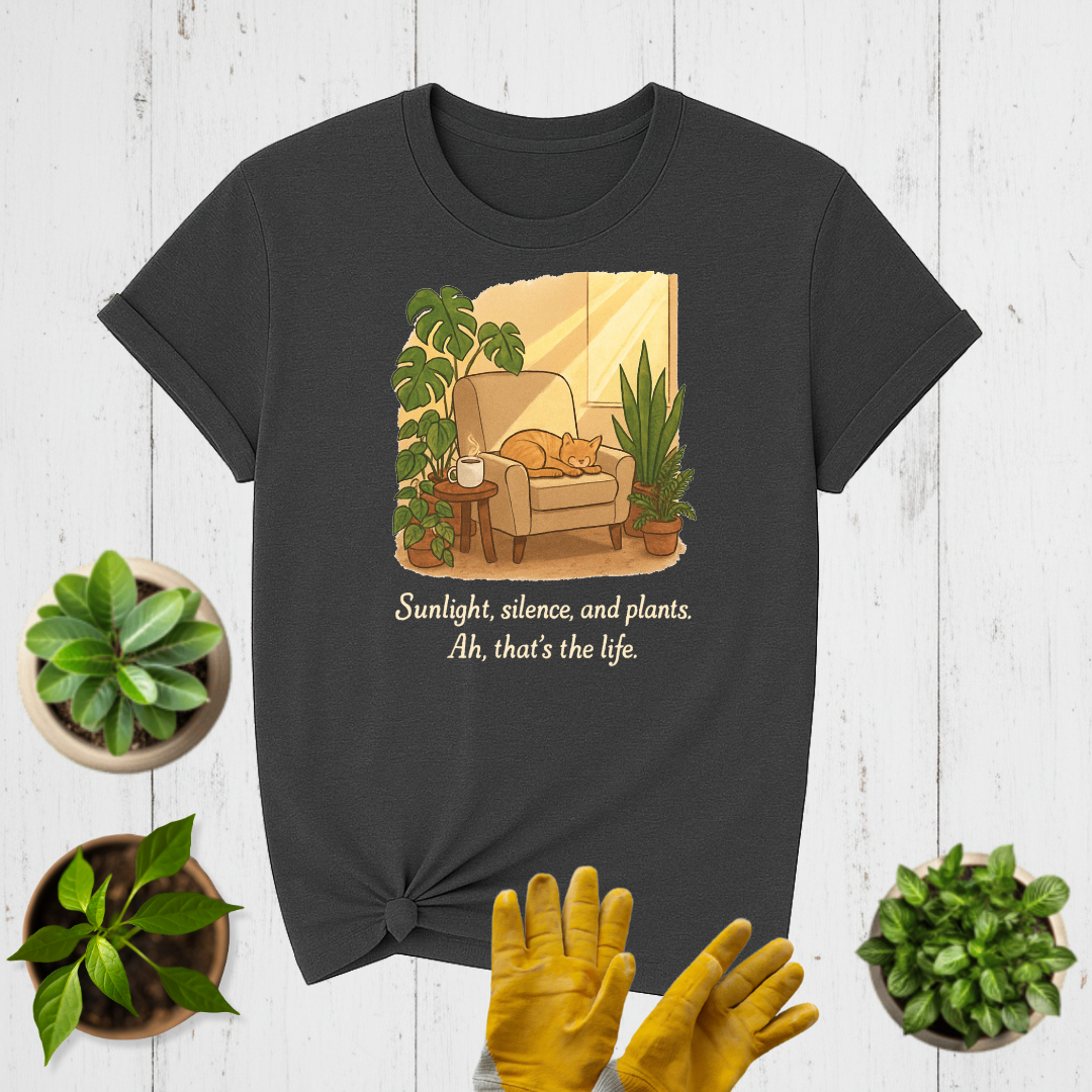 Plant Mom - Sunlight, silence, and plants T-shirt