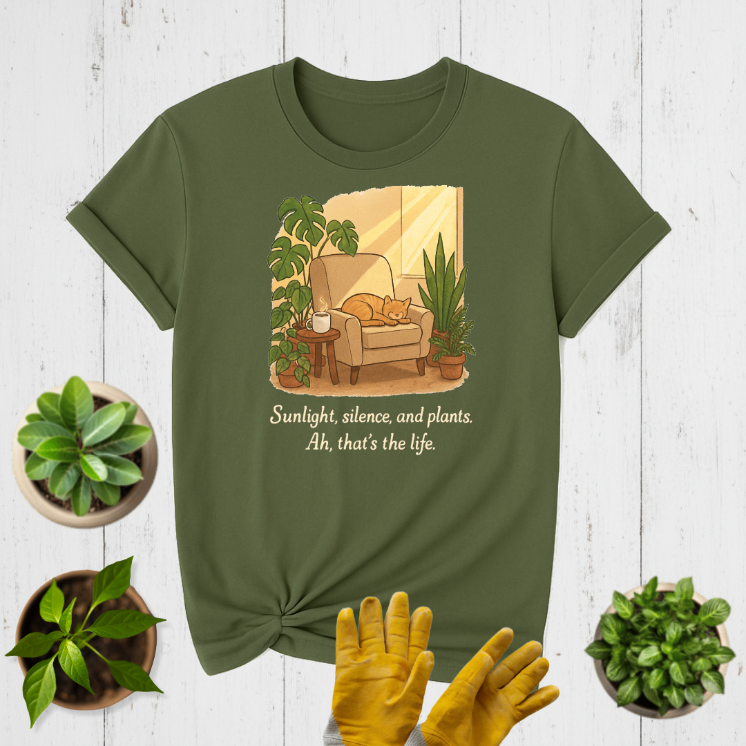 Plant Mom - Sunlight, silence, and plants T-shirt