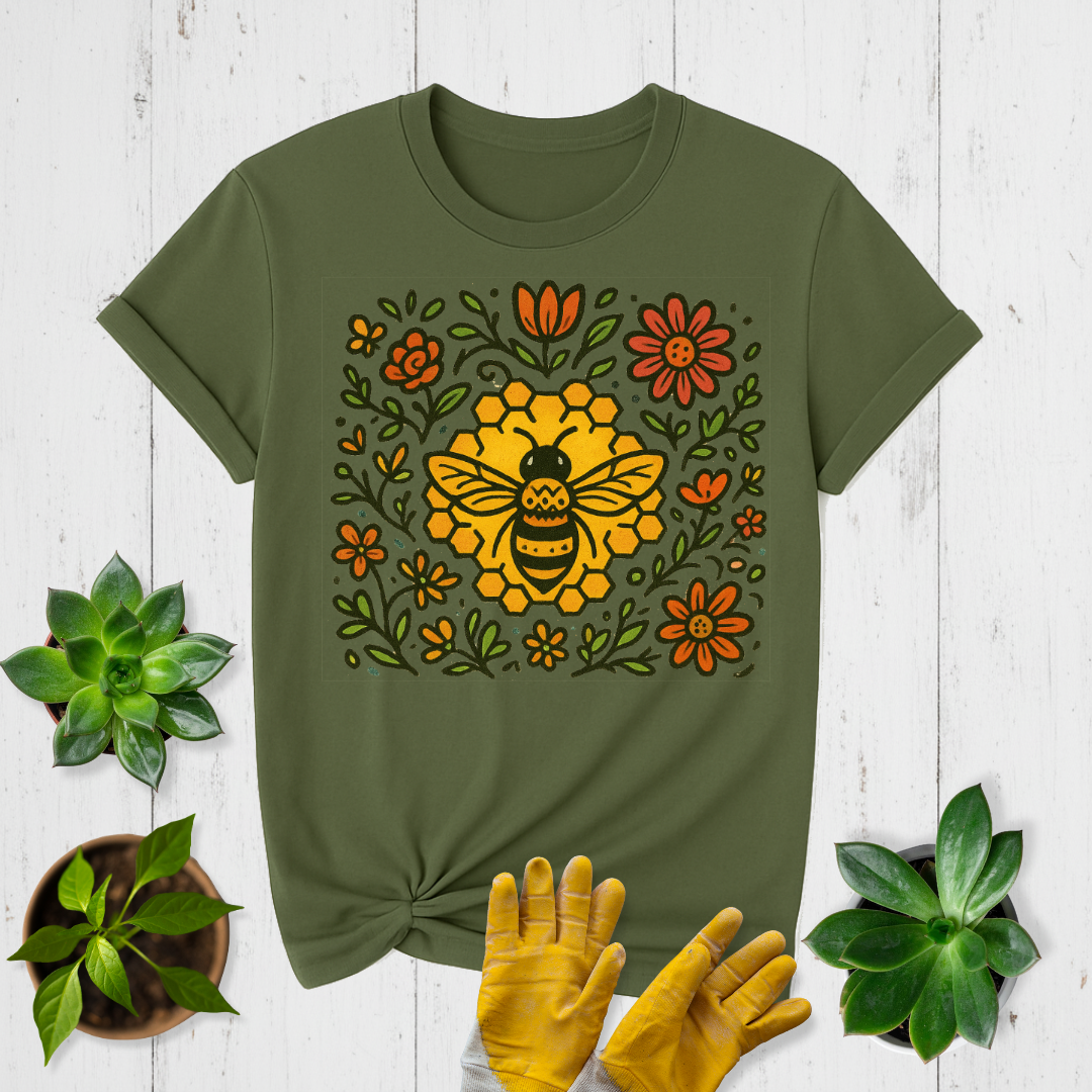 Folk Bee & Blossoms T-shirt