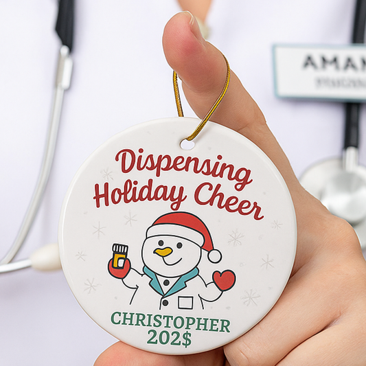 Dispensing Holiday Cheer Snowman Ornament for Pharmacists