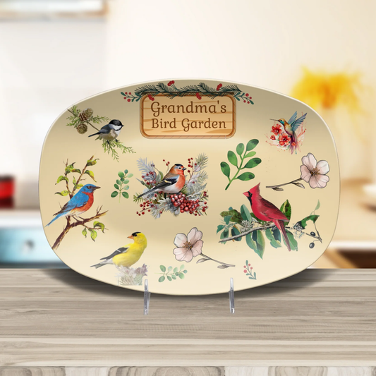 Personalized Grandma's Bird Garden Platter