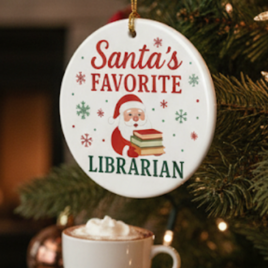 Santa’s Favorite Librarian Christmas Ornament
