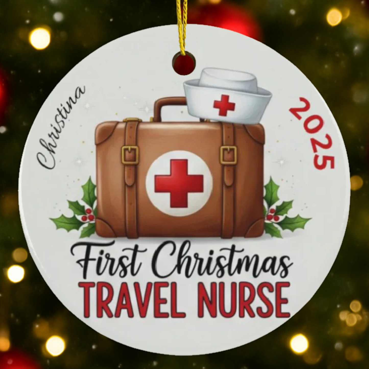 Personalized First Christmas Travel Nurse Ornament
