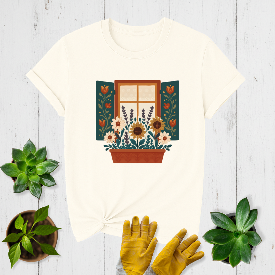 Folk Window Box Garden T-shirt