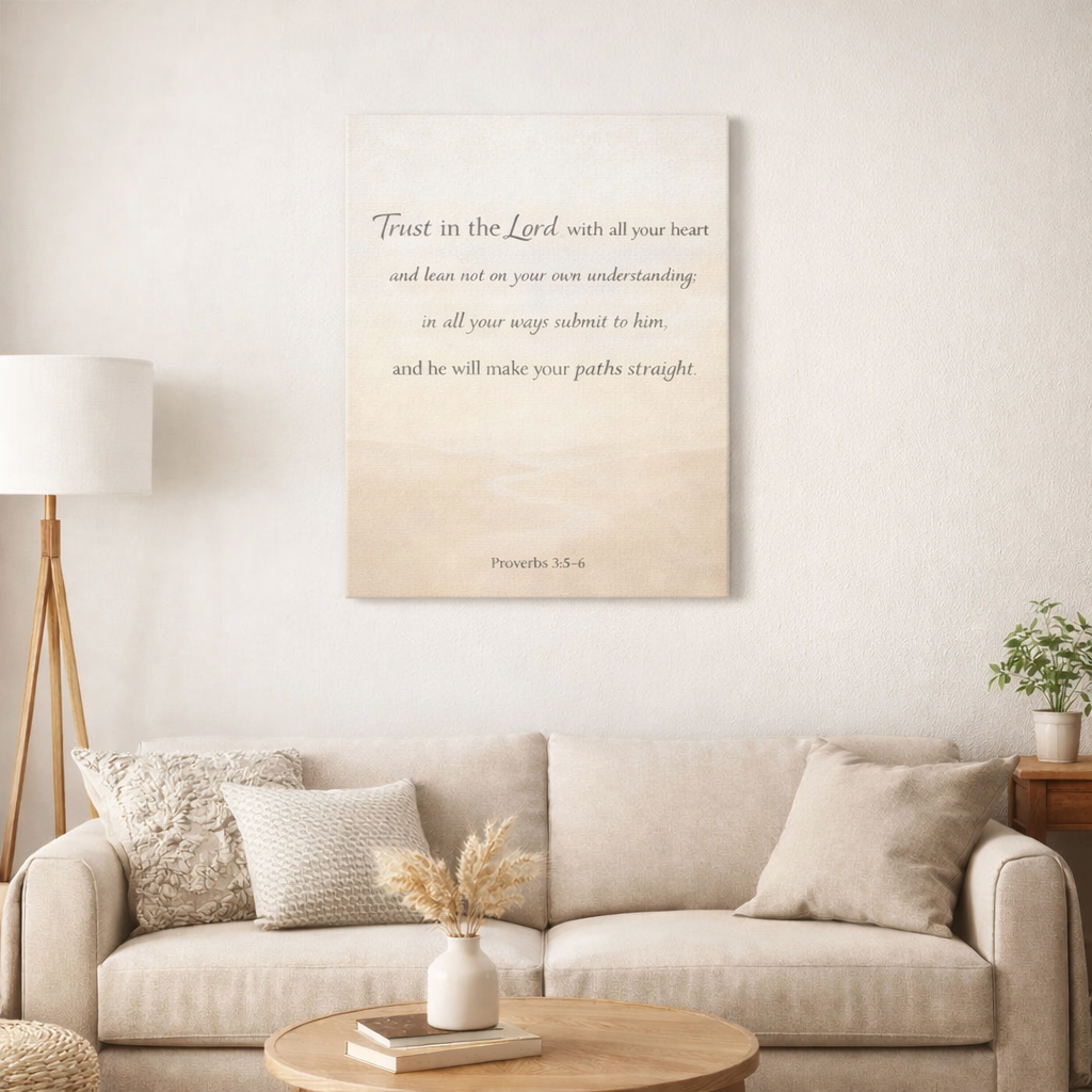 Trust in the Lord – Proverbs 3:5–6 Scripture Wall Canvas