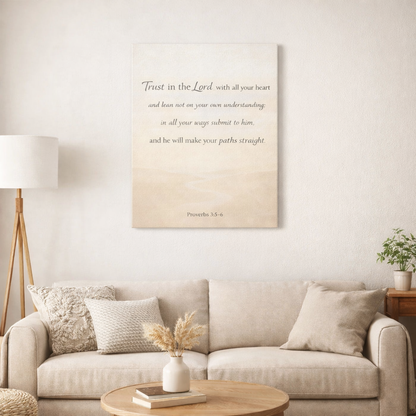Trust in the Lord – Proverbs 3:5–6 Scripture Wall Canvas