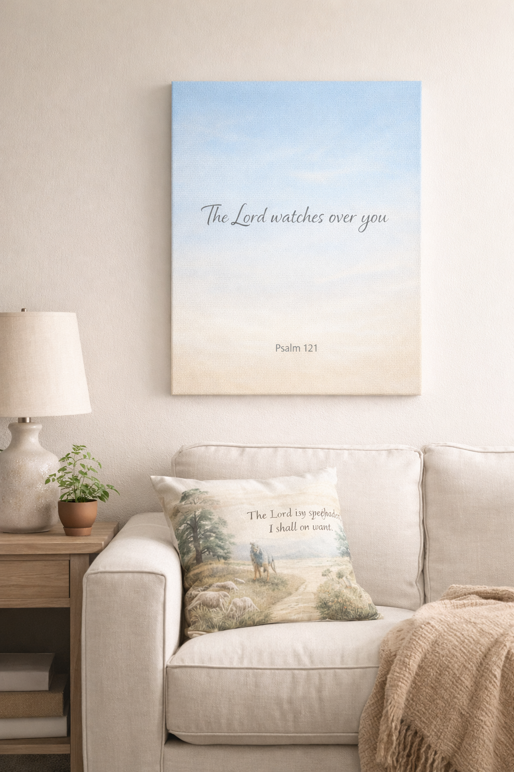 Psalm 121 Wall Canvas – “The Lord Watches Over You” Christian Home Decor