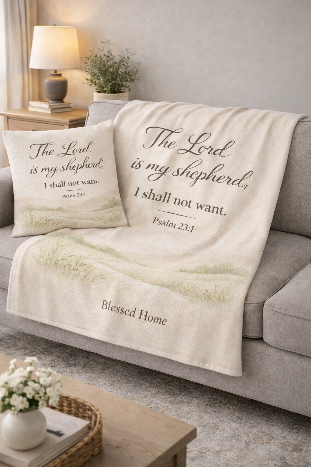 Psalm 23 Scripture Comfort Set – Blanket & Pillow