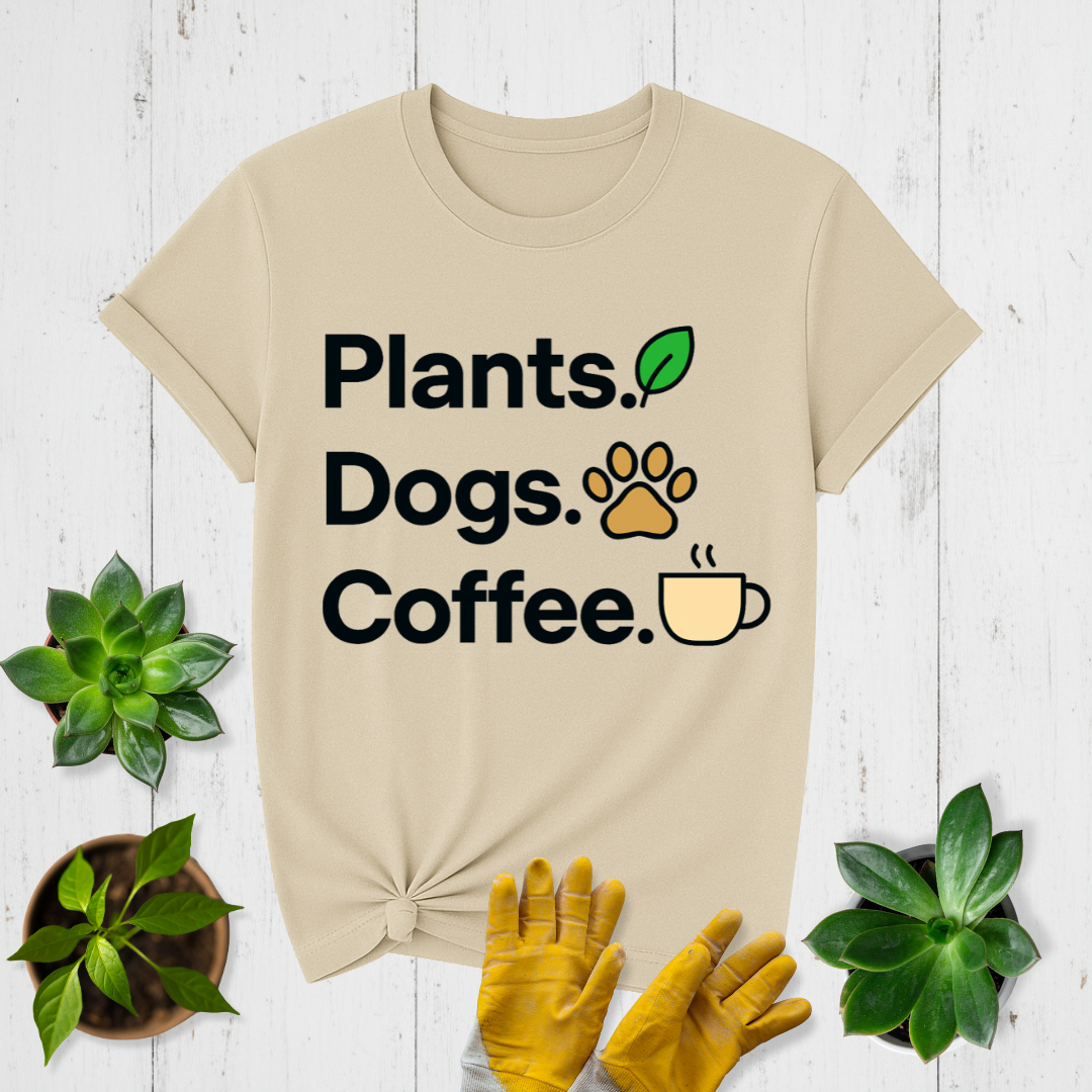 Plants Dogs Coffee T-shirt