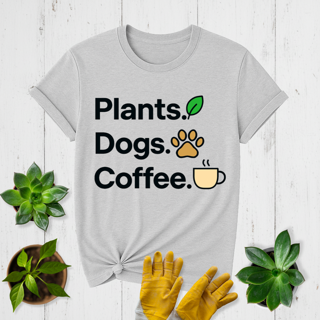 Plants Dogs Coffee T-shirt