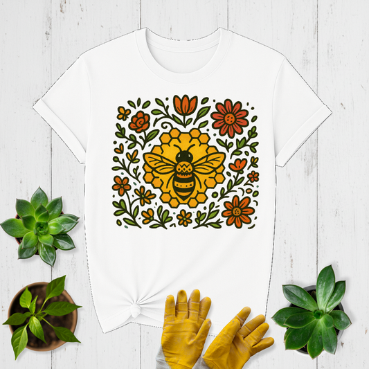 Folk Bee & Blossoms T-shirt