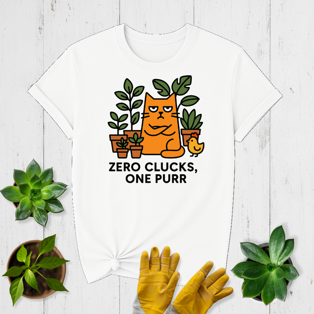 Sir Sproutsalot "Zero Clucks One Purr" T-shirt