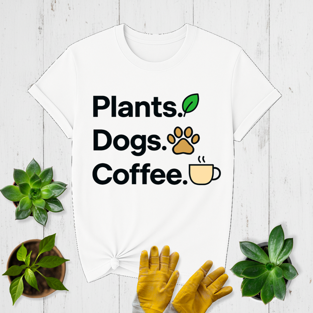 Plants Dogs Coffee T-shirt