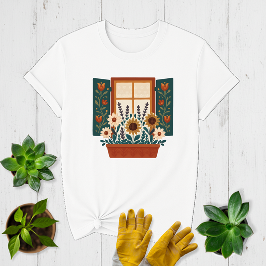 Folk Window Box Garden T-shirt