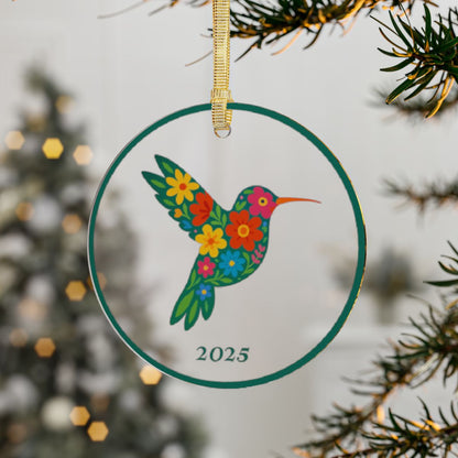 Acrylic Hummingbird Made of Flowers