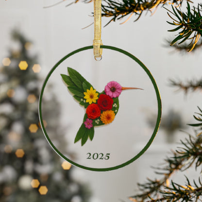 Acrylic Hummingbird Made of Realistic Flowers