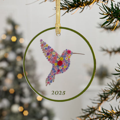 Acrylic Hummingbird Made of Small Flowers