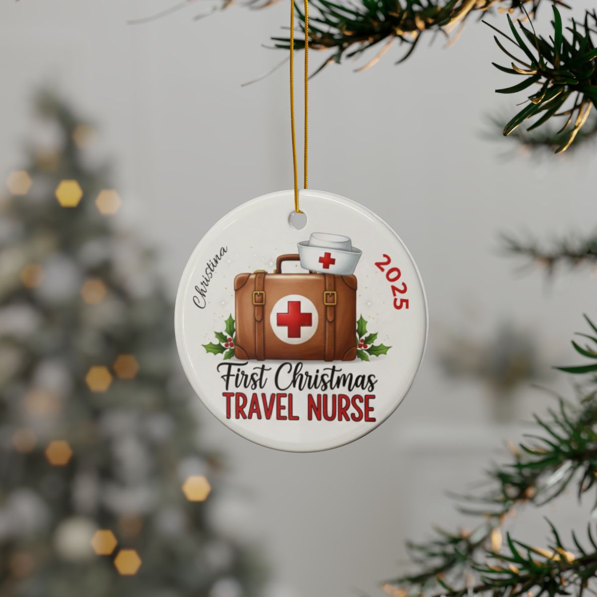 Personalized First Christmas Travel Nurse Ornament